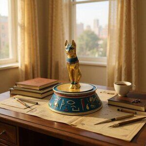 Franklin Mint Hand Painted Sacred Bast Cat Limited Edition